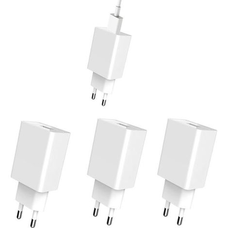 Chargeur USB européen, lot de 3 adaptateurs USB UE, prise rasoir vers USB, compatible avec téléphones, tablettes. (1/5)