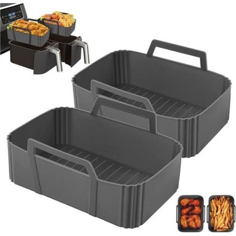 2 Pièces Silicone Moule Air Fryer Accessoires, Friteuse Sans huile Friteuse Air Chaud Panier Réutilisable Silicone Papier Cuisson (1/4)