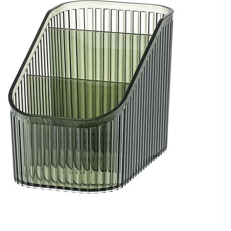Großer Makeup-Pinselhalter, 3-fach Aufbewahrungsbecher für Pinsel, Vintage gestreifter Pinselständer, geeignet für Schminktisch, Badezimmer und Schreibtisch, Kosmetik-Organizer (Grün – klein)