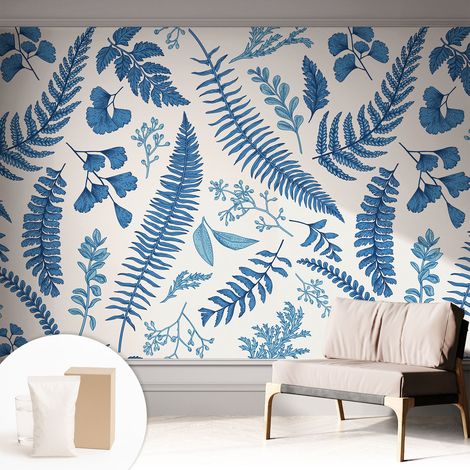Papier peint intissé mural pour salon chambre à coucher tendance et originale - Colle incluse gratuite Motifs botaniques 312x219 cm (1/5)