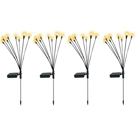 Windschwingende Solar-Gartenleuchten, flexibles Kabel, stabiler Sockel, warmweißes Licht (4er-Set) (1/5)