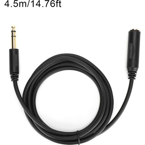 Câble d'extension audio 4,5 m avec conducteur en cuivre pur et blindage, 6,35 mm mâle vers femelle, pour carte son ou guitare électrique