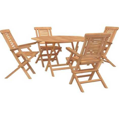 Garden Set 5 pcs Brown Solid Teak Wood vidaXL (1/5)