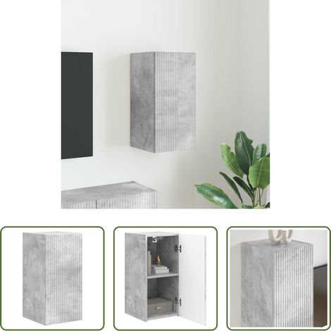 vidaXL Betonfarbe - TV-Wandschrank Wandmontiert Beton 30 x 31 x 60 cm Holzwerkstoff (1/5)