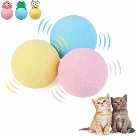 Pelota interactiva para gatos de interior, juguetes con hierba gatera para mascotas, gatitos y perros, pelotas de persecución con sonidos para mascotas, 3 pelotas de colores. (1/5)