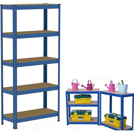 5-Shelf Adjustable, Heavy Duty Storage Shelving Unit 875KG Loading Capacity, Steel Organizer Wire Rack, Storage Racking Shelving 180 x90 x40cm, Metal Shelving Unit For Garden Garage Sheds, Blue (1/5)