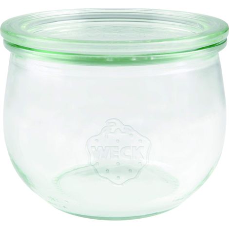 Weck - Barattolo in vetro sferico, 500 ml, con coperchio in vetro, per conserve, resistente al calore, adatto al microonde, adatto al forno, con bordo rotondo, 74, 6 pezzi