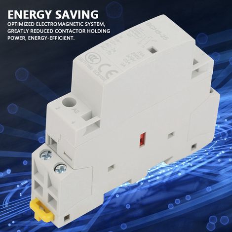 Contacteur CA modulaire domestique 2P 25A 220/230V 2NO 50/60Hz rail DIN silencieux compact économique (1/5)