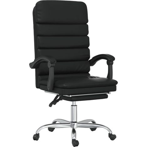 Massage Reclining Office Chair Black Faux Leather vidaXL (1/5)