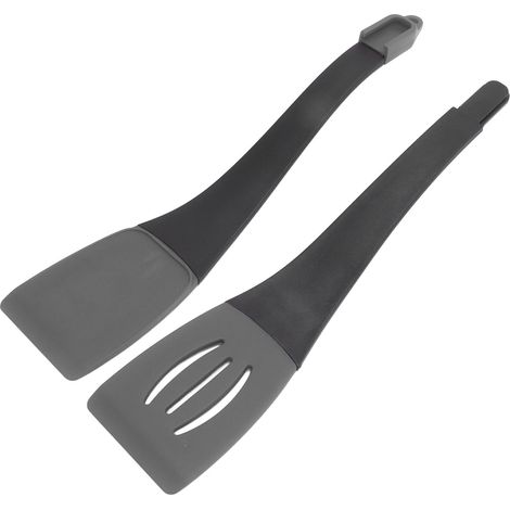 3-in-1 Küchenzange zum Grillen, mit Verriegelung, aus Silikon, hitzebeständig, für Zuhause und Restaurant, Grau, Schwarz (1/5)