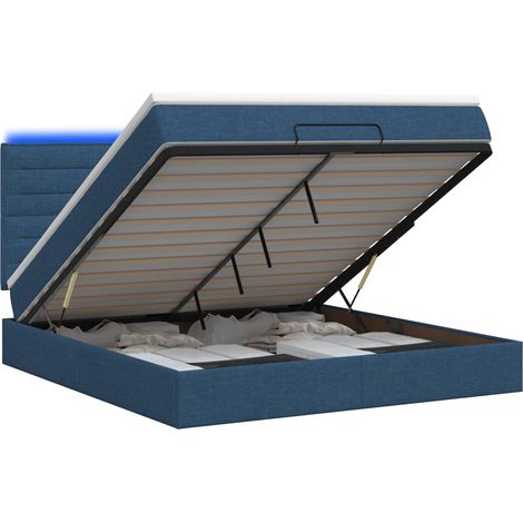 Maison Exclusive - Lit coffre avec matelas et LED Bleu 180 x 200 cm Tissu (1/5)