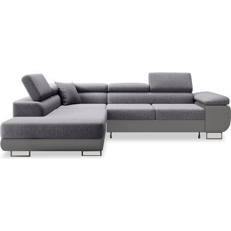 Canapé d'angle gauche convertible Marius Gris (1/5)