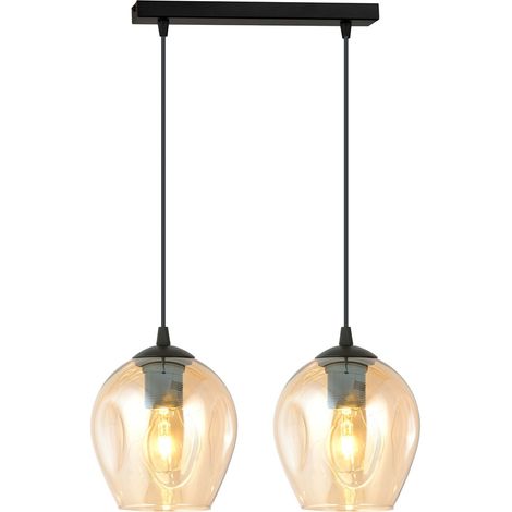 Suspension Emibig Istar 2xE27 verre miel noir 40cm (1/4)
