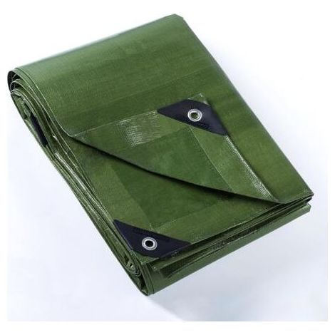 Bâche de protection imperméable verte 2x2m 160g/m². Bâche en polyéthylène résistant aux UV avec œillets. (1/3)