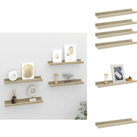Wandregale 4 Stk. Weiß und Sonoma-Eiche 40x9x3 cm - Wandregal - Regal Weiß - Sonnenholz Möbel - Dekorationsschrank - Wandshelf (1/5)