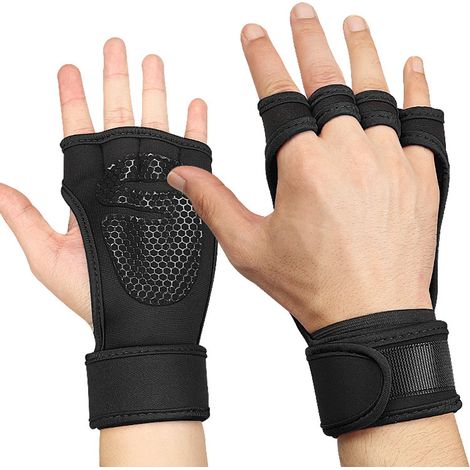 Gants D Entrainement - Protection Paume Et Poignet - Rembourrage En Silicone - Pour Musculation Et Cross Training - Noir - Par 1 (1/5)