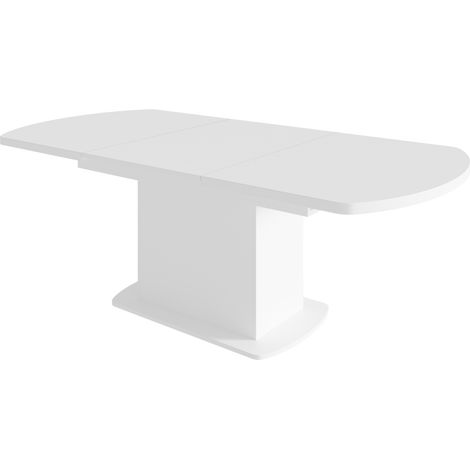 Mesa de comedor extensible ovalada HOMVRA blanca con almacenaje 200 x 80 x 75 cm (1/5)