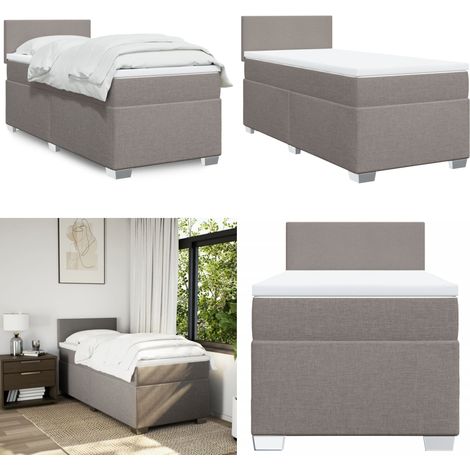 Giroletto a Molle con Materasso Tortora 90x200 cm inTessuto - Materasso a molle insacchettate - Letto con testiera