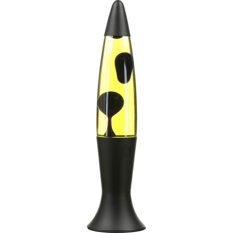Lavalampe Schwarz matt Gelb 40 cm hoch Retro Tischleuchte ROXY