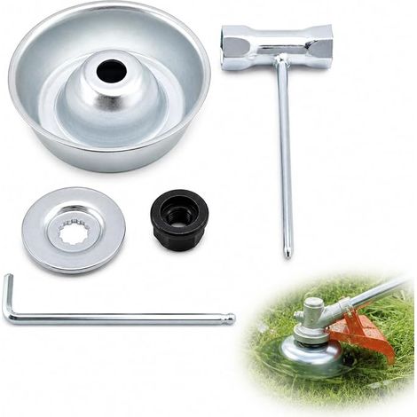1 Pièces Kit Écrou Tête Débroussailleuse Argenté avec Adaptateur de Lame pour Tondeuse Gazon Stihl FS55 FS56 FS70 FS80 FS90 FS100 FS110 FS120 FS130 FS200 FS250, Pièce Fixation de Lame (1/5)
