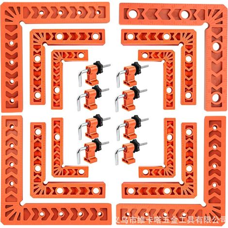 Lot de 8 pinces d'angle à 90 degrés pour projets de travail du bois avec desserrage rapide (1/5)
