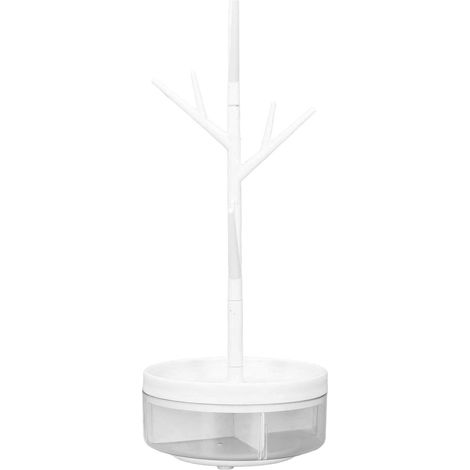 Présentoir à bijoux rotatif et amovible en forme d'arbre, pour étudiants, organisateur de bureau blanc. (1/5)