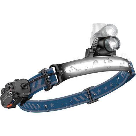 Rechargeable LED Headlamp, Headlamp 2000 Lumens, Sensor Zoom Head Torch, 6 Modes, Halo Light IPX65 (1/5)