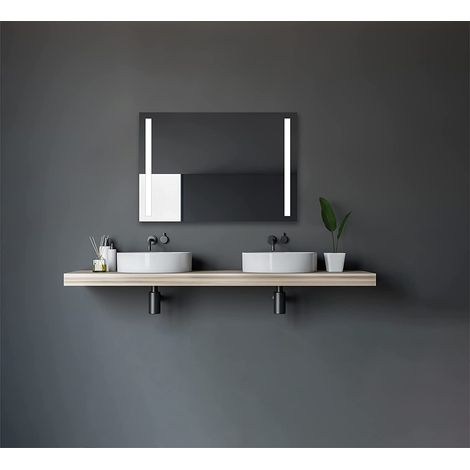 Talos Light Badspiegel mit Beleuchtung - LED Badezimmerspiegel 100x70 cm - Wandspiegel mit LED Lichtausschnitt - Spiegel mit Lichtfarbe neutralweiß - Lichtspiegel mit Aluminiumrahmen