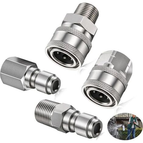 Raccords Haute Pression 1/4 Pouces avec Filetage Intérieur NPT – Lot de 4 Pièces en Métal Argenté pour Fluides et Gaz (1/5)