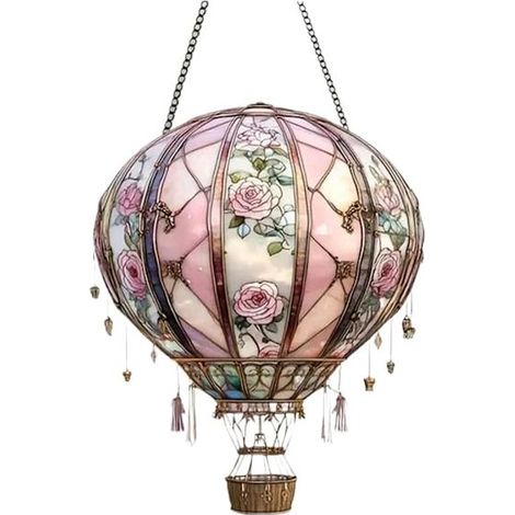 Lampe de jardin en forme de montgolfière à énergie solaire avec effet flamme, lampe solaire suspendue en acrylique G 1 pc-FA--AquaForge (1/5)