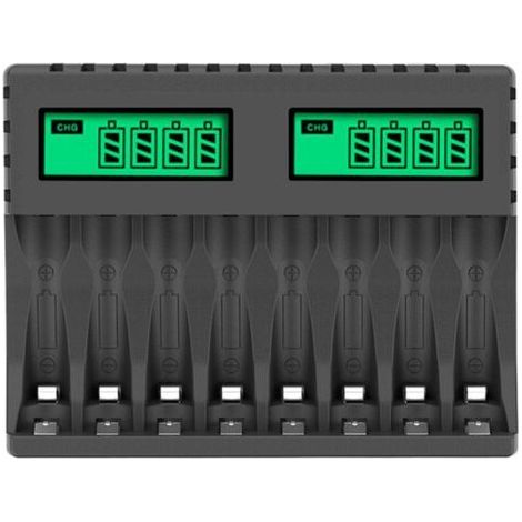 8 Slots Chargeur Piles Rechargeable Charge Rapide pour AA AAA Rechargeable avec Port USB (1/5)