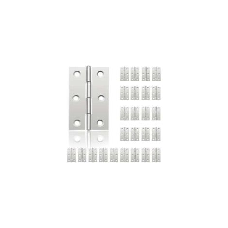 Bisagras pequeñas para puertas 24, bisagras de acero inoxidable, bisagras para puertas de armarios, bisagras para pianos, joyeros, muebles para el hogar, gabinetes (44 mm 32- Crezuo (1/4)