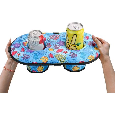 Flotteur de piscine 2 trous en néoprène, plateau porte-gobelet flottant pour boissons, support bière et verre pour piscine