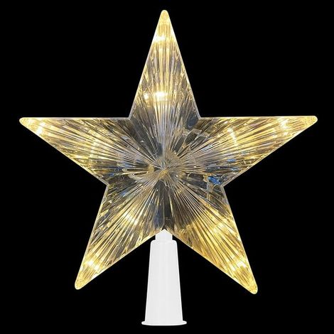Étoile de Noël avec 10 lumières LED, sommet lumineux pour sapin, décoration de Noël étoilée, pointe scintillante pour arbre de fête, blanc chaud (1/5)