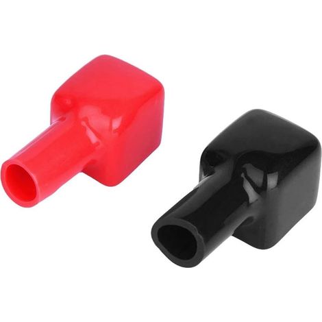 Cache-bornes de batterie, rouge et noir, cache-bornes positives et négatives pour voitures, bateaux et motos (lot de 6, 43 x 20 x 10 mm) (1/5)