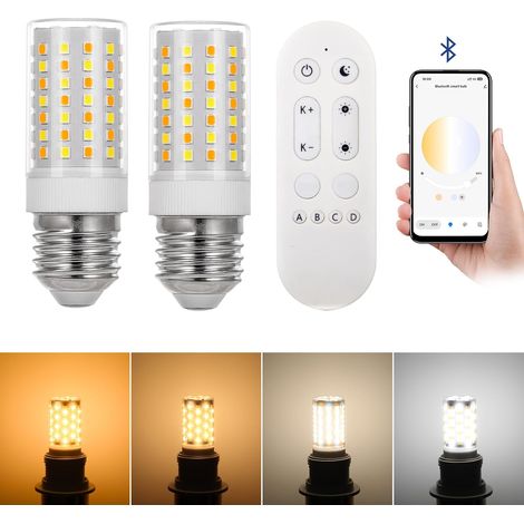 Ampoules LED Bluetooth E27,10 W 1000 LM,AC 230V,2Pack+Télécommande  Intensité Lumineuse Réglable en Continu de 1 % à 100 %,Température de Couleur Réglable de 2700K à 6500K,Commande via App (1/5)