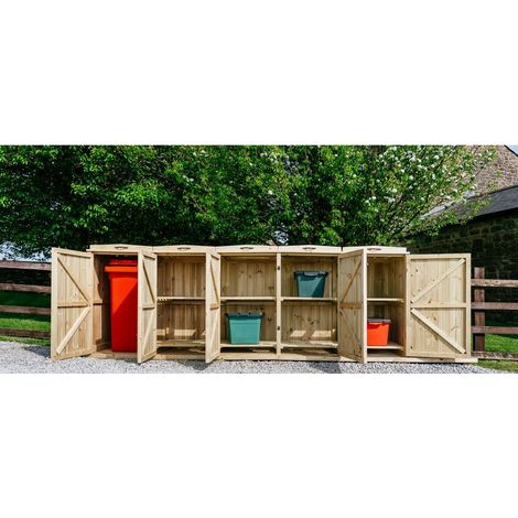 Chatburn 1 Wheelie Bin/8 Recycle Box Store - L80.4 x W308.5 x H120 cm - Fits 1x 180L or 1x 240L Wheelie Bins & 8x Recycle Boxes