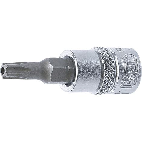 1 - Douille à embouts - Profil TS - Pour Torx Plus avec perçage TS25 - Acier chrome-vanadium chromé mat - Usage professionnel - Argent - 6,3 mm x 38 mm