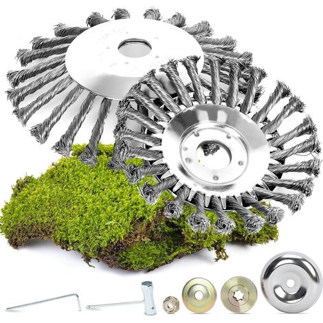 Tete Debroussailleuse Universelle 2 Pièces,Universal 25,4 mm Aperture Tete Febroussailleuse,Convient au Jardinage, Pelouse-Brosse Debroussailleuse (6+8 Pouces) (1/5)