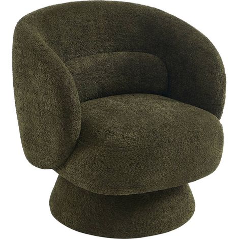 Fauteuil pivotant. rotatif 360° en tissu avec coussin kaki - L 76 x P 76 x H 76.5cm - Elias