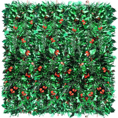 Weihnachtsgirlande Lametta Grün mit roten Beeren 10m