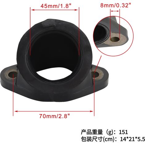 Sportsman ATP500 3085809 Carburetor Intake Manifold Rubber Connector Large Displacement Motorcycle Manifold (1/4)