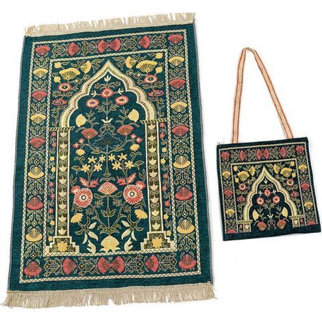 Tapis de prière portables avec sac de rangement, tapis à-Vert (1/5)