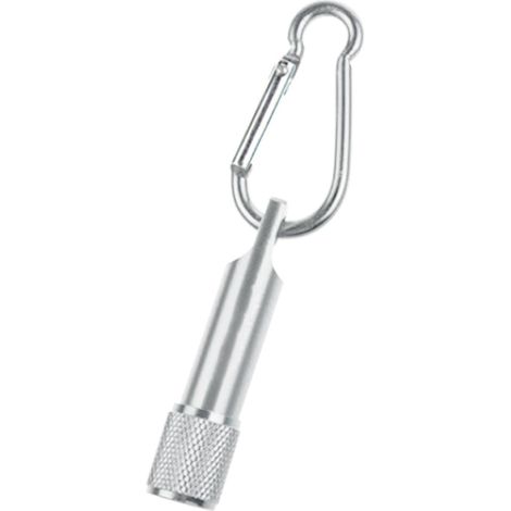 Mini-LED-Taschenlampe mit Schlüsselanhänger, ultrakompakt und hell, mit rückseitigem Schalter für Zuhause und Camping – Silber
