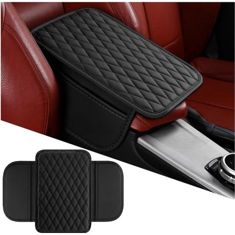 Cuscino bracciolo auto, impermeabile e antiscivolo, borsa portaoggetti in similpelle per accessori auto con 2 tasche portaoggetti, adatta (1/5)