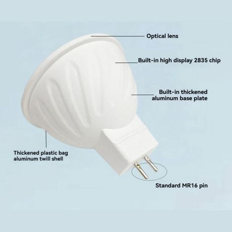 24 Ampoules LED 7 W MR16 DOB GU5.3 Base 6000 K 580 Lumière Blanche pour Plafonnier Rail D'Éclairage Usage Domestique Ampoule Dob (1/5)