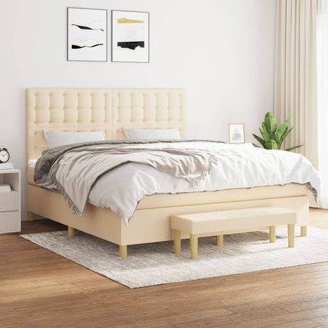 Boxspringbett mit Matratze Creme 180x200 cm Stoff (1/5)