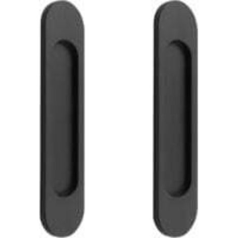 2 poignées de porte coulissantes ovales auto-adhésives en alliage d'aluminium noir mat sans perforation pour portes coulissantes, fenêtres d'armoires180mm (1/5)