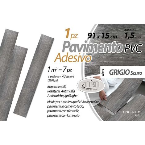 Copripavimento in pvc adesivo grigio scuro 91.44x15.24 cm