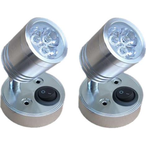 Lampe de lecture LED 12V, lampe murale de chevet avec interrupteur réglable, éclairage intérieur cylindrique flexible pour camping-car, bateau et camping-car (argenté) (1/5)
